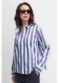 Langarmbluse Cinque "CIPIXIE", Damen, Gr. 42, blau, wei&szlig;, Web, Obermaterial: 69% Baumwolle, 28% Polyester, 3% Elasthan, gestreift, regular fit normal, Rundhals, &Auml;rmel mit &Auml;rmelschlitz 1-Knopf-Manschette, Blusen Langarmbluse, Hemdblusenkragen, verdeckte Knopfleiste, gerader Schnitt