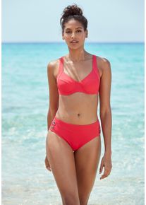 B&uuml;gel-Bikini Vivance, Damen, Gr. 38, Cup G, rot (knallrot), Polyamid, unifarben, Bikini-Sets B&uuml;gel-Bikini, mit goldfarbenen Zierkn&ouml;pfen