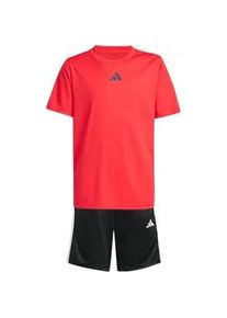 Adidas Train Essentials 3-Streifen T-Shirt + Shorts Set Kinder JJ1028 - pure ruby/black 164
