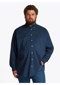 Tommy Hilfiger Big & Tall Langarmhemd "BT-FLEX POPLIN POLKA DOT S-B", Herren, Gr. 5XL, N-Gr, blau (night sky, multi dot), Web, Obermaterial: 100% Baumwolle, TOMMY HILFIGER BIG & TALL, unifarben, figurbetont, mit Kn&ouml;pfen,&Auml;rmel mit &Auml;rmelschlitz abgerundeter Saum, Hemden Langarmhemd, in Gro&szlig;en Gr&ouml;&szlig;en, Logostickerei