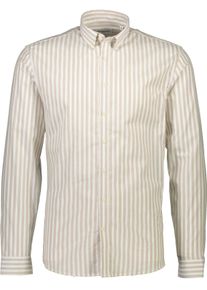 Langarmhemd LINDBERGH, Herren, Gr. S, N-Gr, beige (sand), Web, Obermaterial: 98% Baumwolle, 2% Elasthan, gestreift, slim fit taillenbedeckt, Manschette, Hemden Langarmhemd, mit Streifenmuster