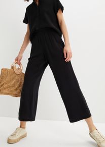 Culotte bonprix, Damen, Gr. 44, N-Gr, schwarz, Obermaterial: 100% Baumwolle, loose fit, Hosen Culotte, aus Baumwolle, aus Musselin-Material, lockere Passform