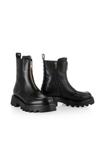 Bikerboots Marc Cain "Sports Check It Up", Damen, Gr. 41, schwarz, Leder, unifarben, Schuhe Bikerboots, Plateauboots mit Chunky Plateausohle und Blockabsatz