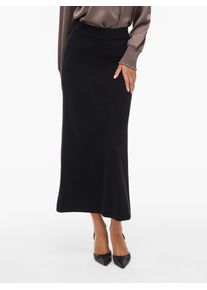Maxirock Vila "VIRIL ANKLE KNIT SKIRT - NOOS", Damen, Gr. XS (34), schwarz, Feinstrick, Obermaterial: 50% Viskose, 28% Polyester, 22% Nylon, unifarben, regular fit wadenlang, R&ouml;cke Maxirock