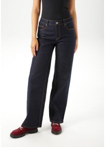 Straight-Jeans Aniston CASUAL, Damen, Gr. 44, N-Gr, blau (raw denim), Denim/Jeans, Obermaterial: 81% Baumwolle, 17% Polyester, 2% Elasthan, unifarben, figurumspielend lang, Jeans Straight-Jeans, mit trendig weitem Bein, Topseller
