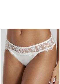 Tanga Lascana, Damen, Gr. 44/46, beige (champagne), Spitze, Obermaterial: 47% Polyamid, 47% Polyester, 6% Elasthan, Unterhosen Tanga, mit feiner Zierschleife und h&uuml;bschem Glitzeraccessoire