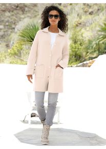 Cardigan Heine, Damen, Gr. 34, beige (sand, ecru), 50% Viskose, 28% Polyester, 22% Polyamid, unifarben, Strickjacken Cardigan