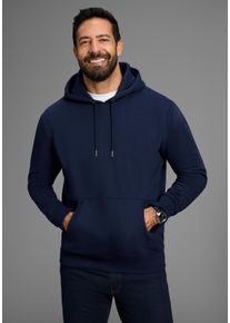 MAN'S WORLD Kapuzensweatshirt MAN'S WORLD, Herren, Gr. XL, blau (marine), angeraute Sweatware, Obermaterial: 60% Baumwolle, 40% Polyester. Kapuzenfutter: 60% Baumwolle, 40% Polyester, unifarben, Basic, regular fit, angesetztes B&uuml;ndchen, Sweatshirts Kapuzensweatshirt, mit K&auml;ngurutasche