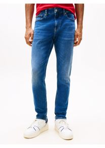 Slim-fit-Jeans Tommy Jeans "Austin Slim Tapered", Herren, Gr. 32, L&auml;nge 34, blau (denim schwarz), Denim/Jeans, Obermaterial: 98% Baumwolle, 2% Elasthan, unifarben, regular fit lang, Jeans Slim-fit-Jeans, zum Kn&ouml;chel hin schmaler werdende Jeans mit mittlerer Leibh&ouml;he