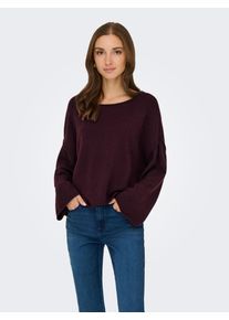 Jacqueline de Yong Strickpullover JDY "JDYRUE LIFE L/S BOAT NECK PULL KNT NOOS", Damen, Gr. XS, maroon banner detail:melange, Strick, Obermaterial: 51% Polyester, 46% Polyacryl, 3% Elasthan, meliert, taillenbedeckt, U-Boot-Ausschnitt, Rollsaum, Pullover Strickpullover