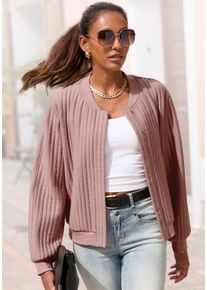 Bomberjacke Lascana, Damen, Gr. 34, mauve, Jersey, Obermaterial: 80% Polyester, 18% Viskose, 2% Elasthan. B&uuml;ndchen: 95% Baumwolle, 5% Elasthan. Taschenfutter: 100% Baumwolle, unifarben, figurumspielend h&uuml;ftlang, Rundhals, Rippb&uuml;ndchen, Jacken Bomberjacke, in Stepp-Optik, Topseller