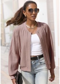 Bomberjacke Lascana, Damen, Gr. 40, mauve, Jersey, Obermaterial: 80% Polyester, 18% Viskose, 2% Elasthan. B&uuml;ndchen: 95% Baumwolle, 5% Elasthan. Taschenfutter: 100% Baumwolle, unifarben, figurumspielend h&uuml;ftlang, Rundhals, Rippb&uuml;ndchen, Jacken Bomberjacke, in Stepp-Optik, Topseller