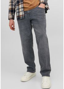Jack & Jones PlusSize Tapered-fit-Jeans "JJIMIKE mit Abriebeffekten und funktionalen Taschen", Herren, Gr. 44, L&auml;nge 32, schwarz (schwarz denim), Denim/Jeans, Obermaterial: 68% Baumwolle, 30% Polyester, 2% Elasthan, JACK & JONES PLUSSIZE, Abriebeffekte, bequem normal, Jeans Tapered-fit-Jeans, mit Used-Optik