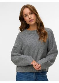 V&eacute;ro Moda Strickpullover VERO MODA "VMBANG LS O-NECK PULLOVER BOO", Damen, Gr. XS, grau (medium grau melange), Strick, Obermaterial: 78% Polyester, 12% Nylon, 8% Wolle, 2% Elasthan, unifarben, regular fit, Rundhals, Pullover Strickpullover