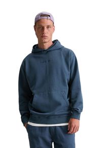 Marc O'Polo Hoodie MARC O'POLO DENIM, Herren, Gr. XL, blau (azurite), Sweatware, Obermaterial: 100% Baumwolle, relaxed fit, Rippb&uuml;ndchen, Sweatshirts Hoodie, relaxed fit, gro&szlig;e R&uuml;ckenstickerei