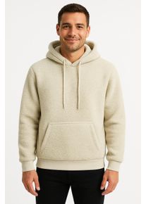 Only & Sons Sweatshirt ONLY & SONS "ONSEMILIO REG TEDDY HOODIE SWEAT VD", Herren, Gr. XXL, beige (silber lining), angeraute Sweatware, Obermaterial: 100% Polyester, unifarben, regular fit normal, Rippb&uuml;ndchen, Sweatshirts Sweatshirt