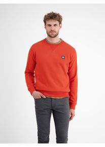 Sweater Lerros, Herren, Gr. M, scandinavian rot, Sweatware, Obermaterial: 50% Baumwolle, 50% Polyester, unifarben, normal h&uuml;ftbedeckend, Rundhals, B&uuml;ndchen, Sweatshirts Sweater, mit Logo-Badge