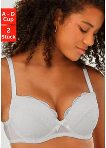 Balconette-BH Petite Fleur, Damen, Gr. 90, Cup A, schwarz-wei&szlig; (wei&szlig;, schwarz), Spitze, Obermaterial: 90% Polyamid, 10% Elasthan, BHs Balconette-BH, mit h&uuml;bscher Spitze, Dessous