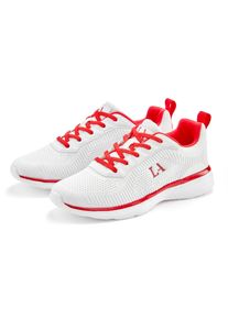 Sneaker Lascana "Turnschuhe", M&auml;dchen, Gr. 38, rot (wei&szlig;, rot), Obermaterial: 60% Textilmaterial, 40% Lederimitat. Decksohle: 100% Textilmaterial. Futter: 100% Textilmaterial. Laufsohle: 100% Synthetik, kontrastfarbene Details, unifarben, Basic, Schuhe Sneaker, Freizeitschuh, Halbschuh im sportiven Look VEGAN, Topseller