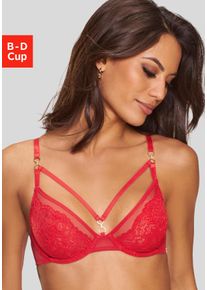 B&uuml;gel-BH JETTE, Damen, Gr. 85, Cup B, rot, Spitze, Obermaterial: 90% Polyamid, 10% Elasthan, BHs B&uuml;gel-BH, mit aufregenden Ring- und B&auml;nderdetails, sexy Dessous, Reizw&auml;sche