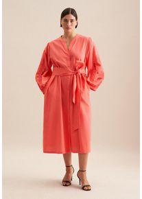 Sommerkleid Seidensticker "Schwarze Rose", Damen, Gr. 6XL52, Normalgr&ouml;&szlig;en, rosa (rosa, pink), 65% Baumwolle, 35% Leinen, unifarben, regular fit, Rundhals, Kleider Sommerkleid, 7/8-Arm Rundhals Uni