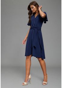 Abendkleid Laura Scott, Damen, Gr. 44, N-Gr, navy, Single Jersey, Obermaterial: 95% Polyester, 5% Elasthan, unifarben, festlich, figurbetont knielang, tiefer V-Ausschnitt, Fl&uuml;gel&auml;rmel, Kleider Abendkleid, festlicher Stil, f&uuml;r besondere Anl&auml;sse, aus Single Jersey, knielang, Topseller