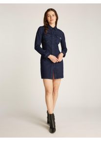 Jeanskleid Calvin Klein Jeans "DARTED LEAN SHIRT DENIM DRESS", Damen, Gr. M (38), N-Gr, blau (denim rinse), Denim/Jeans, Obermaterial: 94% Baumwolle, 4% Elastomultiester, 2% Elasthan, unifarben, figurbetont mini, Rundhals, abgerundeter Saum, Kleider Jeanskleid, mit Logostickerei