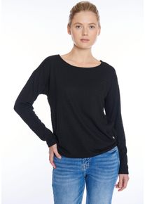 Langarmshirt ZABAIONE "Do44natella", Damen, Gr. S, schwarz, Jersey, Obermaterial: 95% Polyester, 5% Elasthan, unifarben, normal, Rundhals, Shirts Langarmshirt, aus Strukturware