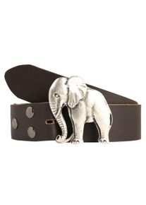 Lederg&uuml;rtel RETTUNGSRING G&Uuml;RTEL, Damen, Gr. 100, braun (dunkelbraun), Leder, unifarben, G&uuml;rtel Lederg&uuml;rtel, mit austauschbarer Schlie&szlig;e &raquo;Elefant&laquo;