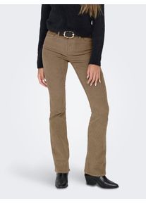 Cordhose Only "ONLMARY &ndash; Flared Cordhose mit Stretchkomfort", Damen, Gr. 42, L&auml;nge 32, beige (fossil), Cord, Obermaterial: 98% Baumwolle, 2% Elasthan, unifarben, slim fit normal, Hosen Cordhose, Baumwollmischung, bootcut fit