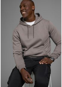 MAN'S WORLD Kapuzensweatshirt MAN'S WORLD, Herren, Gr. XL (56/58), grau, angeraute Sweatware, Obermaterial: 60% Baumwolle, 40% Polyester. Kapuzenfutter: 60% Baumwolle, 40% Polyester, unifarben, Basic, regular fit, angesetztes B&uuml;ndchen, Sweatshirts Kapuzensweatshirt, mit K&auml;ngurutasche
