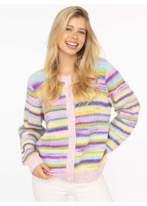 Strickjacke Zwillingsherz "Kleine Streifen", Herren, Gr. L/XL, bunt, Strick, Obermaterial: 53% Polyacryl, 33% Nylon, 14% sonstige Fasern, Strickjacken Strickjacke, mit Kn&ouml;pfen und Wollanteil