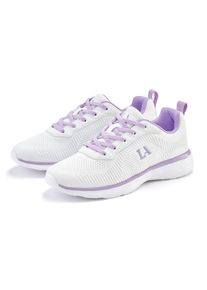 Sneaker Lascana "Turnschuhe", M&auml;dchen, Gr. 43, lila (wei&szlig;, lila), Obermaterial: 60% Textilmaterial, 40% Lederimitat. Decksohle: 100% Textilmaterial. Futter: 100% Textilmaterial. Laufsohle: 100% Synthetik, kontrastfarbene Details, unifarben, Basic, Schuhe Sneaker, Freizeitschuh, Halbschuh im sportiven Look VEGAN
