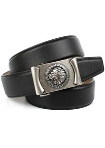 Lederg&uuml;rtel Anthoni Crown, Herren, Gr. 90, schwarz, Leder, unifarben, G&uuml;rtel Lederg&uuml;rtel, mit altsilberfarbener Metallschnalle "L&ouml;wenkopf"