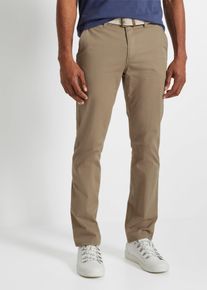 Chinohose bonprix "Regular Fit Chinohose mit Komfortbund und G&uuml;rtel, Straight", Herren, Gr. 54, N-Gr, gr&uuml;n (new khaki), Obermaterial: 98% Baumwolle, 2% Elasthan, regular fit, Hosen Chinohose, aus Baumwolle und Elasthan, mit Komfortbund und G&uuml;rtel, Regular Fit