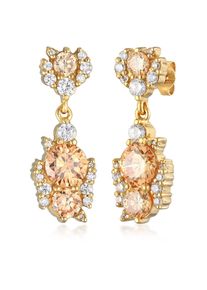 Paar Ohrstecker Elli Premium "Ohrringe Chandelier Zirkonia 925 Silber vergoldet" Gr. 30, gold, Ohrringe, Damen, mit Stein, Silber 925 (Sterlingsilber), Paar Ohrstecker