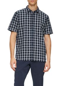 Kurzarmhemd s.Oliver, Damen, Gr. 3XL, N-Gr, blau (blau check), Web, Obermaterial: 100% Baumwolle, kariert, regular fit taillenbedeckt, Hemden Kurzarmhemd, mit Waschung