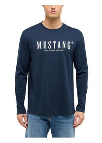 Langarmshirt Mustang "Herren Style Asheville", Herren, Gr. L, navy, Jersey, 100% Baumwolle, Rundhals, Shirts Langarmshirt
