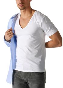 Unterziehshirt Mey "Dry Cotton Functional", Damen, Gr. 9, N-Gr, wei&szlig;, Single Jersey, Obermaterial: 57% Baumwolle, 38% Polyester, 5% Elasthan. Einsatz: 87% Polyester, 8% Elasthan, 5% Polyamid, unifarben, tiefer V-Ausschnitt, Unterhemden Unterziehshirt, Kurzarm, tiefem V-Ausschnitt, Single Jersey, mit extra-langem R&uuml;cken