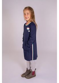 Sweatkleid happy girls, M&auml;dchen, Gr. 116, N-Gr, blau (navy), Sweatware, Obermaterial: 100% Baumwolle, kontrastfarbene Details, unifarben, regular fit normal, Rundhals, Rippb&uuml;ndchen, Kleider Sweatkleid