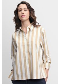 Langarmbluse Cinque "CIPIXIE", Damen, Gr. 44, beige, wei&szlig;, Web, Obermaterial: 69% Baumwolle, 28% Polyester, 3% Elasthan, gestreift, regular fit normal, Rundhals, &Auml;rmel mit &Auml;rmelschlitz 1-Knopf-Manschette, Blusen Langarmbluse, Hemdblusenkragen, verdeckte Knopfleiste, gerader Schnitt