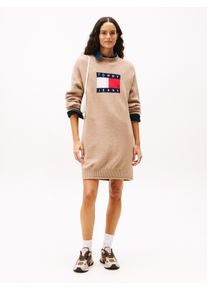 Strickkleid Tommy Jeans "TJW FLAG SWEATER DRESS EXT", Damen, Gr. S (36), N-Gr, malted milk, Feinstrick, Obermaterial: 70% Polyacryl, 23% Polyamid, 5% Wolle, 2% Elasthan, unifarben, Rundhals, Kleider Strickkleid