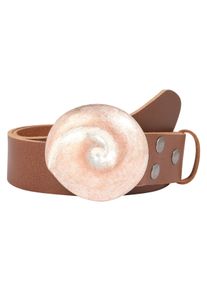 Lederg&uuml;rtel RETTUNGSRING G&Uuml;RTEL, Damen, Gr. 80, braun, Leder, unifarben, G&uuml;rtel Lederg&uuml;rtel, mit austauschbarer Schlie&szlig;e &raquo;Muschel Rund Ros&eacute;&laquo;
