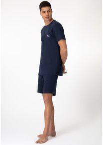 Schlafanzug Fila "MAN JERSEY PYJAMAS", Herren, Gr. S, blau (navy), Jersey, Obermaterial: 100% Baumwolle, bequem kurz, Rundhals, Homewear-Sets Schlafanzug, Hose mit elastischem Logobund und Kurzarmshirt