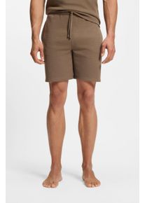 Pyjamashorts BOSS "Waffle Shorts", Damen, Gr. XL, N-Gr, braun (medium braun 210), Jersey, Obermaterial: 60% Baumwolle, 40% Polyester, lang, Hosen Pyjamashorts