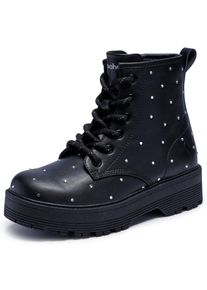 Schn&uuml;rstiefel Skechers "GRAVLEN HI", M&auml;dchen, Gr. 31, schwarz, Lederimitat, Schuhe Schn&uuml;rstiefel, Boots mit Nieten, Gr&ouml;&szlig;enschablone zum Download