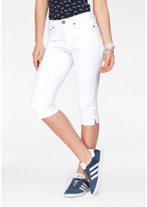 Caprijeans Arizona "mit Schlitz am Saum", Damen, Gr. 50, N-Gr, wei&szlig;, Denim/Jeans, Obermaterial: 98% Baumwolle, 2% Elasthan, clean, Basic, schmal, Jeans Caprijeans, schmale Passform, mit stylischen Nieten, hohe Taille