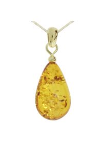 Kette und Anh&auml;nger Set OSTSEE-SCHMUCK "- Tropfen flach, ca. 20 mm lang - Gold 333/000 - Bernstein" Gr. 45, gold (gold 333, goldfarben, gelb), Schmuck_Sets, Damen, 45, Gelbgold 333, Kette und Anh&auml;nger Set
