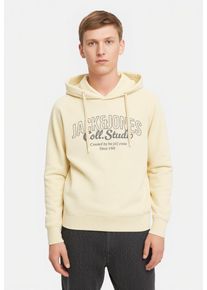 Jack & Jones Kapuzensweatshirt JACK & JONES JUNIOR "JJMAKOTO SWEAT HOOD JNR", Jungen, Gr. 140, wei&szlig; (antique wei&szlig; print:big print), angeraute Sweatware, Obermaterial: 60% Baumwolle, 40% Polyester, bedruckt, regular fit, Rippb&uuml;ndchen, Sweatshirts Kapuzensweatshirt
