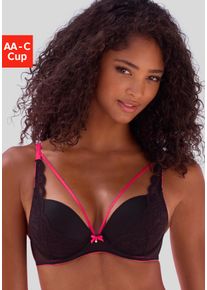 Push-up-BH Vivance, Damen, Gr. 85, Cup C, schwarz, Spitze, Obermaterial: 73% Polyamid, 17% Polyester, 10% Elasthan, BHs Push-up-BH, mit B&uuml;gel mit dekorativen, elastischen Zierb&auml;ndern, sexy Dessous